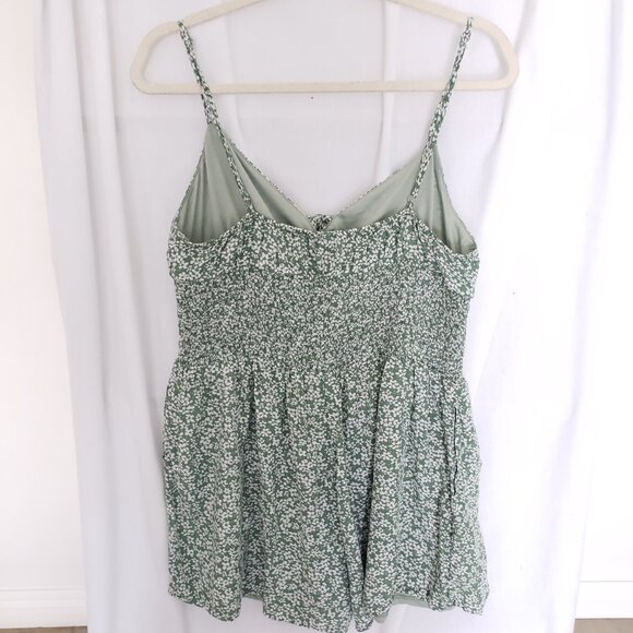 Shy & Sparrow Green Floral Pattern Spaghetti Strap Short Romper Size XL - Picture 14 of 16